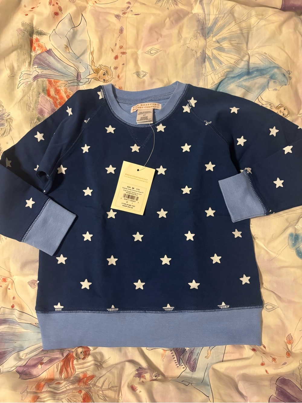 The Beaufort Bonnet Company Navy and Light Blue Star Sweatshirt
